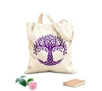 AILOONG Bolsa de compras reutilizable Tela de 340g/m² de grosor Símbolo de estilo étnico del Árbol Sagrado Celta de la Vida Eslogan personalizable