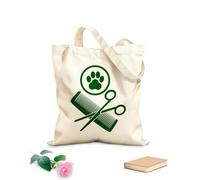 AILOONG Bolsa de compras reutilizable Tela de 340g/m² de grosor Tijeras para el cuidado de mascotas Peine Peluquero de patas Mascotas Eslogan personalizable