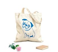 AILOONG Bolsa de compras reutilizable Tienda de mascotas para cachorros, perros pug, peluquería de animales Tela de 340g/m² de grosor Eslogan personalizable