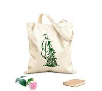 AILOONG Bolsa de compras reutilizable Velero Antiguo Barco de Mar Navegando Estilo Oceánico Tela de 340g/m² de grosor Eslogan personalizable