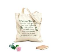 AILOONG Bolsa de lona 7 afirmaciones matutinas, enfrenta el día de hoy con la mente abierta, guíate con amor, mis acciones reflejan mis palabras. Tela de 340g/m² de grosor Bolsa para dibujar
