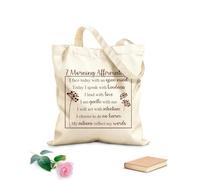 AILOONG Bolsa de lona 7 afirmaciones matutinas, enfrenta el día de hoy con la mente abierta, guíate con amor, mis acciones reflejan mis palabras. Tela de 340g/m² de grosor Bolsa para dibujar