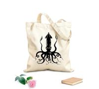 AILOONG Bolsa de lona Animal marino Calamar gigante Tentáculos Marino Tela de 12 oz de grosor Bolsa para dibujar 25x30cm Pequeño