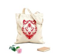 AILOONG Bolsa de lona Animal tribal depredador de cabeza de lobo salvaje Tela de 340g/m² de grosor Bolsa para dibujar