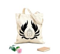AILOONG Bolsa de lona Cabeza de Buda Budismo Religión Loto Tela de 12 oz de grosor Sustituye a la mochila escolar 31x36cm Mediano