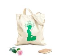 AILOONG Bolsa de lona Chica abstracta con mandala meditando en el estudio de yoga Tela de 340g/m² de grosor Sustituye a la mochila escolar