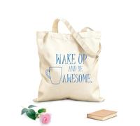 AILOONG Bolsa de lona Cita motivacional: Café, despierta y sé increíble. Tela de 340g/m² de grosor Sustituye a la mochila escolar