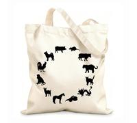 AILOONG Bolsa de lona Colección de animales del calendario chino Astrología oriental Tela de 12 oz de grosor Bolsa para dibujar 35x40cm Grande