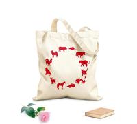 AILOONG Bolsa de lona Colección de animales del calendario chino Astrología oriental Tela de 340g/m² de grosor Bolsa para dibujar