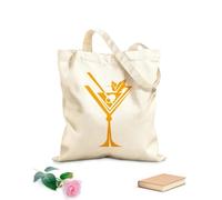 AILOONG Bolsa de lona Colección de bebidas de vidrio Martini Cóctel Cafetería Tela de 340g/m² de grosor Sustituye a la mochila escolar