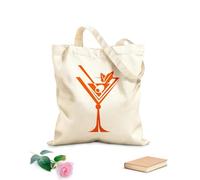 AILOONG Bolsa de lona Colección de bebidas de vidrio Martini Cóctel Cafetería Tela de 340g/m² de grosor Sustituye a la mochila escolar