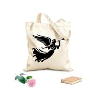 AILOONG Bolsa de lona con fondo reforzado Ángel volador con trompeta que simboliza eventos de epifanía y festividades cristianas. Tela de 12 oz de grosor Se usa como bolsa de regalo 35x40cm Grande