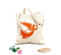 AILOONG Bolsa de lona con fondo reforzado Ángel volador con trompeta que simboliza eventos de epifanía y festividades cristianas. Tela de 340g/m² de grosor Se usa como bolsa de regalo