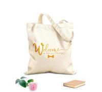 AILOONG Bolsa de lona con fondo reforzado Bienvenidos a nuestra casa, bienvenidos, esperamos que les guste el perro. Tela de 340g/m² de grosor Se usa como bolsa de regalo