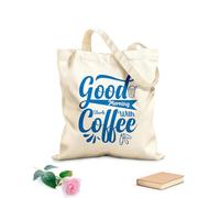 AILOONG Bolsa de lona con fondo reforzado Buenos días empiezan con café. Tela de 340g/m² de grosor Se usa como bolsa de regalo