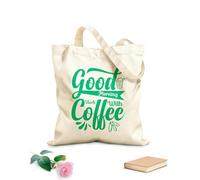 AILOONG Bolsa de lona con fondo reforzado Buenos días empiezan con café. Tela de 340g/m² de grosor Se usa como bolsa de regalo