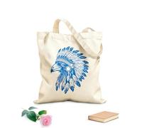 AILOONG Bolsa de lona con fondo reforzado Cabeza de cuervo con un tocado tradicional de plumas indígenas de la cultura indígena americana. Tela de 340g/m² de grosor Se usa como bolsa de regalo