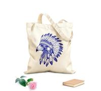 AILOONG Bolsa de lona con fondo reforzado Cabeza de cuervo con un tocado tradicional de plumas indígenas de la cultura indígena americana. Tela de 340g/m² de grosor Se usa como bolsa de regalo