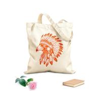 AILOONG Bolsa de lona con fondo reforzado Cabeza de cuervo con un tocado tradicional de plumas indígenas de la cultura indígena americana. Tela de 340g/m² de grosor Se usa como bolsa de regalo
