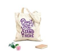 AILOONG Bolsa de lona con fondo reforzado Cita motivadora de letras a mano y tipografía: no te quedes ahí parado. Tela de 340g/m² de grosor Se usa como bolsa de regalo