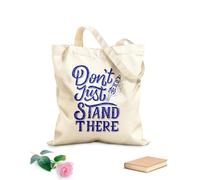 AILOONG Bolsa de lona con fondo reforzado Cita motivadora de letras a mano y tipografía: no te quedes ahí parado. Tela de 340g/m² de grosor Se usa como bolsa de regalo
