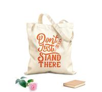AILOONG Bolsa de lona con fondo reforzado Cita motivadora de letras a mano y tipografía: no te quedes ahí parado. Tela de 340g/m² de grosor Se usa como bolsa de regalo