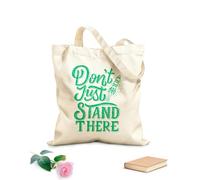 AILOONG Bolsa de lona con fondo reforzado Cita motivadora de letras a mano y tipografía: no te quedes ahí parado. Tela de 340g/m² de grosor Se usa como bolsa de regalo