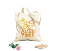 AILOONG Bolsa de lona con fondo reforzado Cita motivadora de letras a mano y tipografía: no te quedes ahí parado. Tela de 340g/m² de grosor Se usa como bolsa de regalo