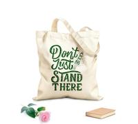 AILOONG Bolsa de lona con fondo reforzado Cita motivadora de letras a mano y tipografía: no te quedes ahí parado. Tela de 340g/m² de grosor Se usa como bolsa de regalo