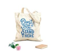 AILOONG Bolsa de lona con fondo reforzado Cita motivadora de letras a mano y tipografía: no te quedes ahí parado. Tela de 340g/m² de grosor Se usa como bolsa de regalo