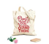 AILOONG Bolsa de lona con fondo reforzado Cita motivadora de letras a mano y tipografía: no te quedes ahí parado. Tela de 340g/m² de grosor Se usa como bolsa de regalo