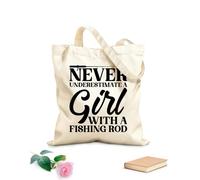 AILOONG Bolsa de lona con fondo reforzado Citas sobre pesca y tipografía de pesca Tela de 12 oz de grosor Se usa como bolsa de regalo 25x30cm Pequeño
