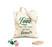 AILOONG Bolsa de lona con fondo reforzado con su amor calmará todos tus miedos Tela de 340g/m² de grosor Se usa como bolsa de regalo