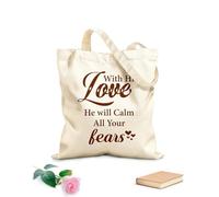 AILOONG Bolsa de lona con fondo reforzado con su amor calmará todos tus miedos Tela de 340g/m² de grosor Se usa como bolsa de regalo