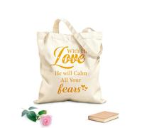 AILOONG Bolsa de lona con fondo reforzado con su amor calmará todos tus miedos Tela de 340g/m² de grosor Se usa como bolsa de regalo