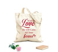 AILOONG Bolsa de lona con fondo reforzado con su amor calmará todos tus miedos Tela de 340g/m² de grosor Se usa como bolsa de regalo