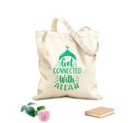 AILOONG Bolsa de lona con fondo reforzado Conéctate con Alá con citas religiosas musulmanas. Tela de 340g/m² de grosor Se usa como bolsa de regalo