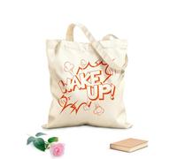 AILOONG Bolsa de lona con fondo reforzado Despierta palabra cómic pop art Tela de 340g/m² de grosor Se usa como bolsa de regalo