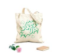 AILOONG Bolsa de lona con fondo reforzado Despierta palabra cómic pop art Tela de 340g/m² de grosor Se usa como bolsa de regalo