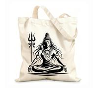AILOONG Bolsa de lona con fondo reforzado Diseño de feliz Maha Shivratri Tela de 12 oz de grosor Se usa como bolsa de regalo 25x30cm Pequeño