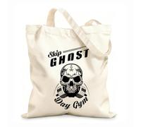 AILOONG Bolsa de lona con fondo reforzado Diseño de gimnasio fitness saltar día fantasma gimnasio Tela de 12 oz de grosor Se usa como bolsa de regalo 25x30cm Pequeño