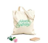 AILOONG Bolsa de lona con fondo reforzado Feliz cumpleaños, letras escritas a mano, caligrafía moderna con pincel, frase y cita Tela de 340g/m² de grosor Se usa como bolsa de regalo