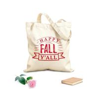 AILOONG Bolsa de lona con fondo reforzado Feliz otoño a todos, letras dibujadas a mano con citas otoñales, diseños otoñales Tela de 340g/m² de grosor Se usa como bolsa de regalo