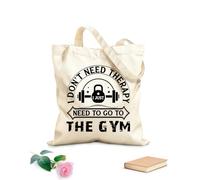 AILOONG Bolsa de lona con fondo reforzado Fitness, no necesito terapia, solo necesito ir al gimnasio. Tela de 12 oz de grosor Se usa como bolsa de regalo 35x40cm Grande