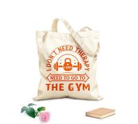 AILOONG Bolsa de lona con fondo reforzado Fitness, no necesito terapia, solo necesito ir al gimnasio. Tela de 340g/m² de grosor Se usa como bolsa de regalo