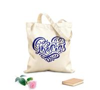 AILOONG Bolsa de lona con fondo reforzado Gracias letras corazón caligrafía de pincel moderna gracias en español Tela de 340g/m² de grosor Se usa como bolsa de regalo
