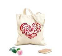AILOONG Bolsa de lona con fondo reforzado Gracias letras corazón caligrafía de pincel moderna gracias en español Tela de 340g/m² de grosor Se usa como bolsa de regalo