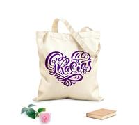 AILOONG Bolsa de lona con fondo reforzado Gracias letras corazón caligrafía de pincel moderna gracias en español Tela de 340g/m² de grosor Se usa como bolsa de regalo