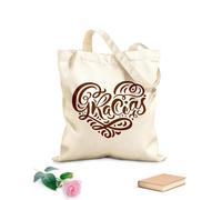 AILOONG Bolsa de lona con fondo reforzado Gracias letras corazón caligrafía de pincel moderna gracias en español Tela de 340g/m² de grosor Se usa como bolsa de regalo