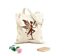 AILOONG Bolsa de lona con fondo reforzado Graciosa silueta de hada en vista lateral Tela de 340g/m² de grosor Se usa como bolsa de regalo